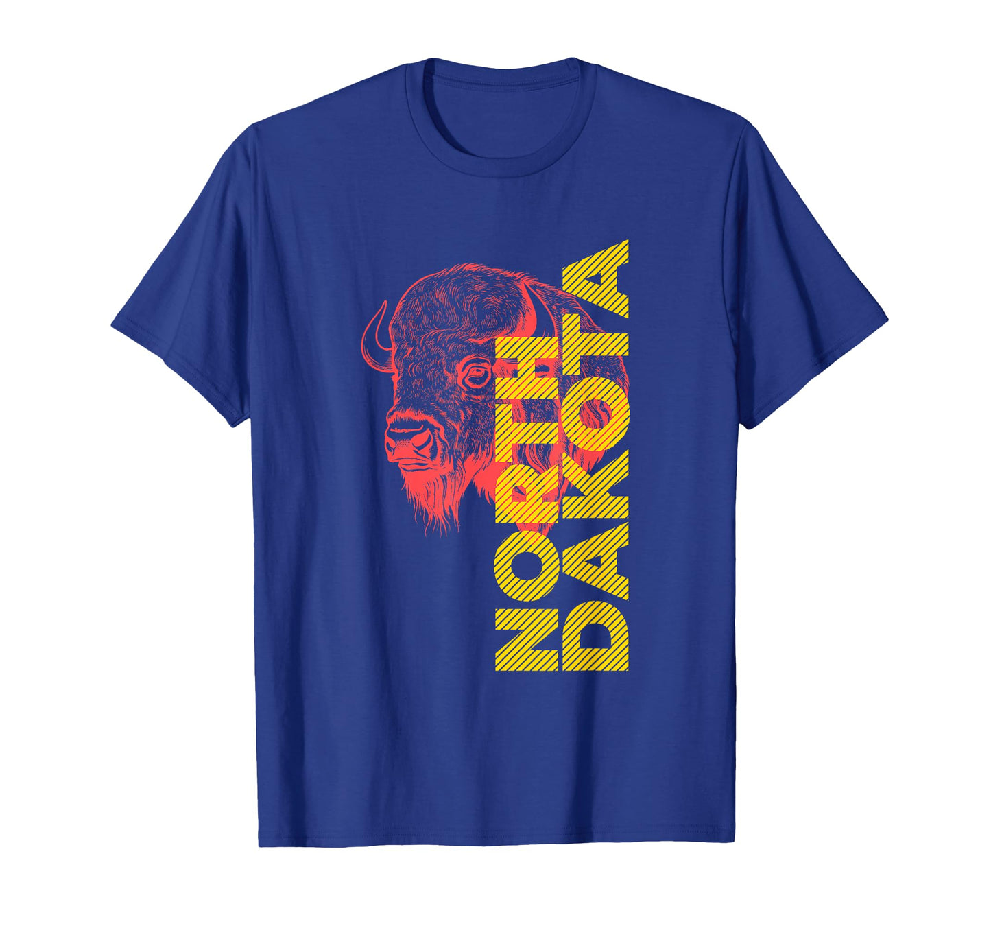 Vintage Bison Head Graphic With North Dakota Lettering T-Shirt
