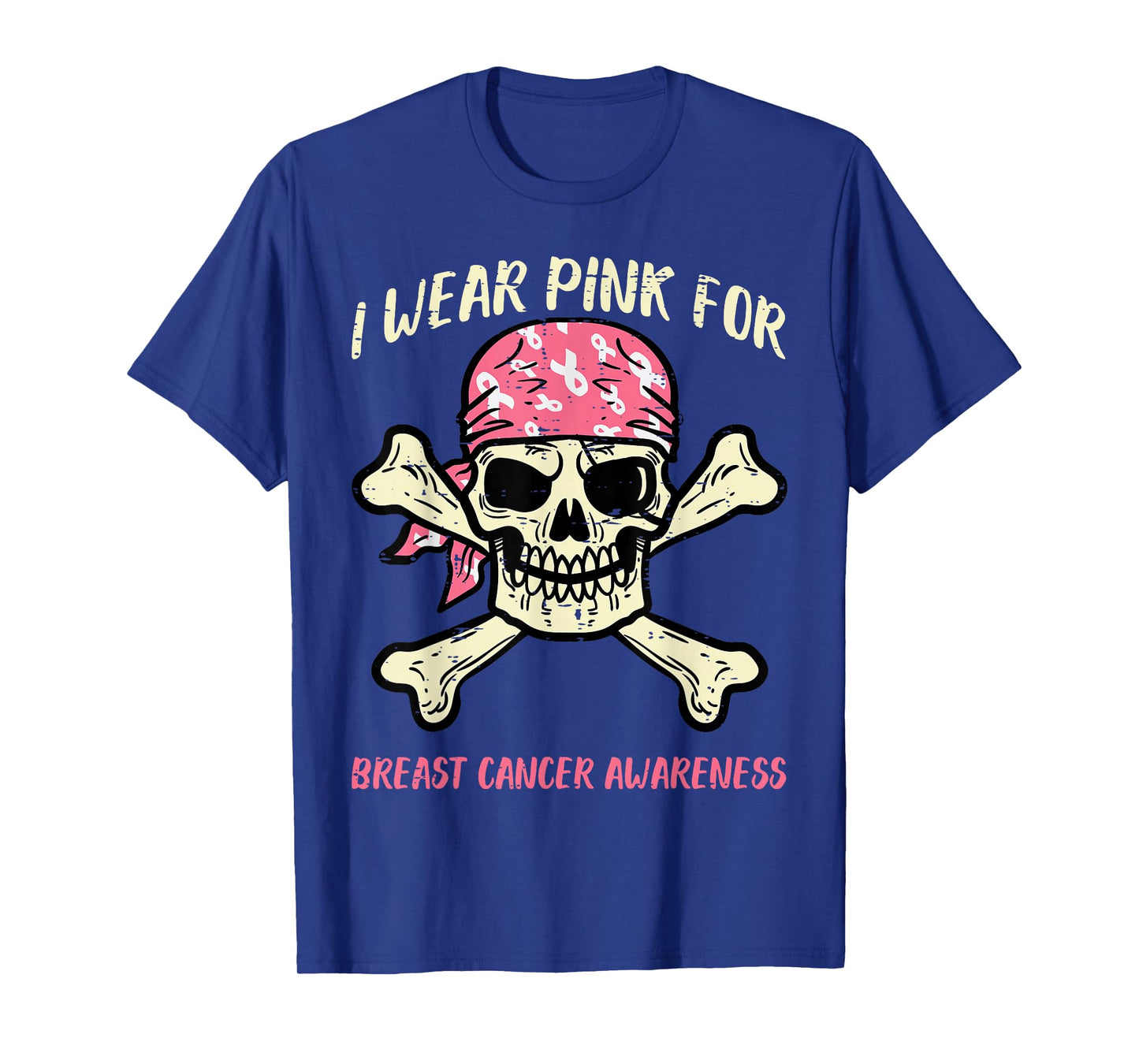 I Wear Pink Breast Cancer Pirate Skull Aware Men Kids Women T-Shirt