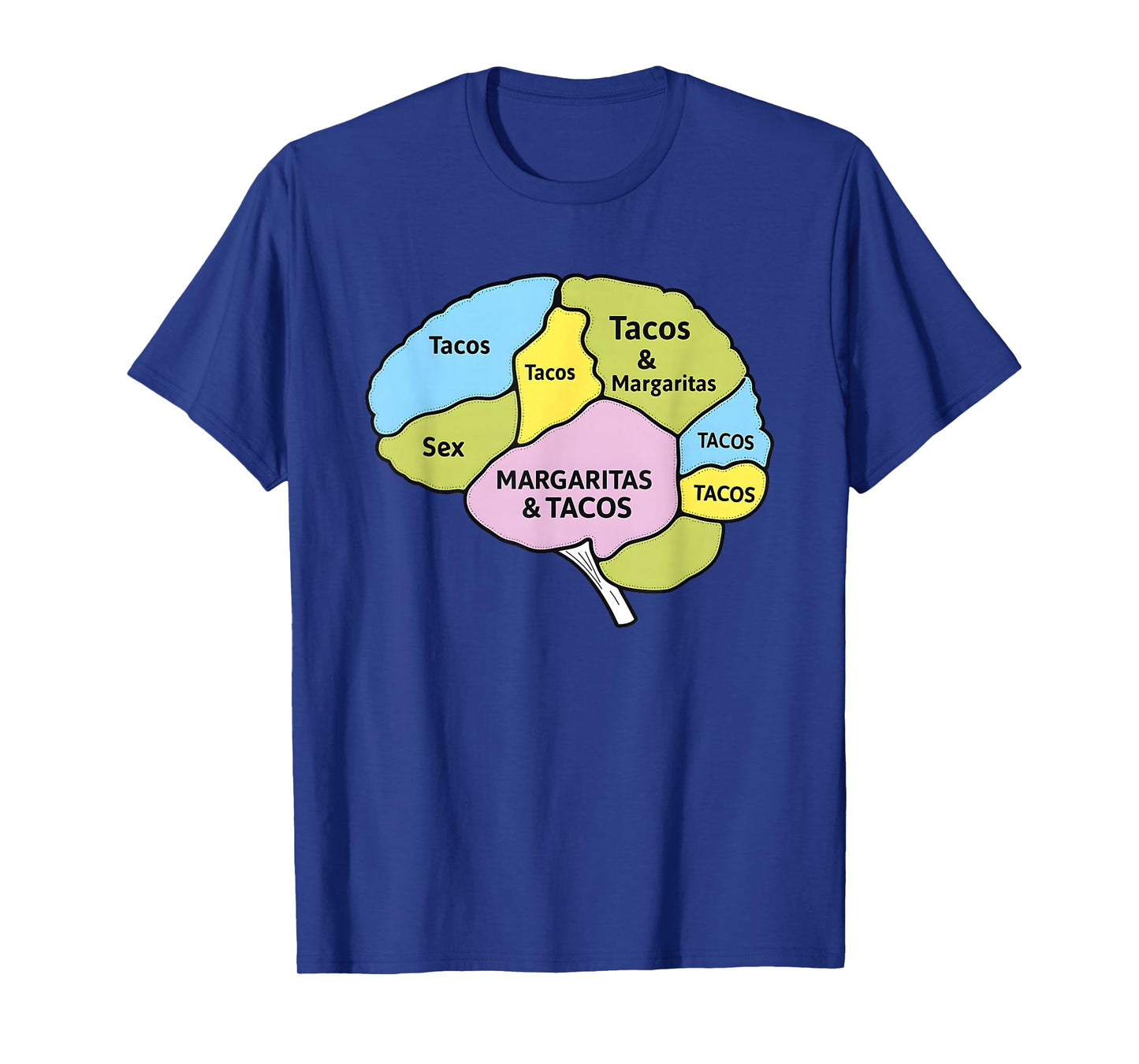 Brain Diagram Tacos Margaritas and Mexican Food Lover T-Shirt
