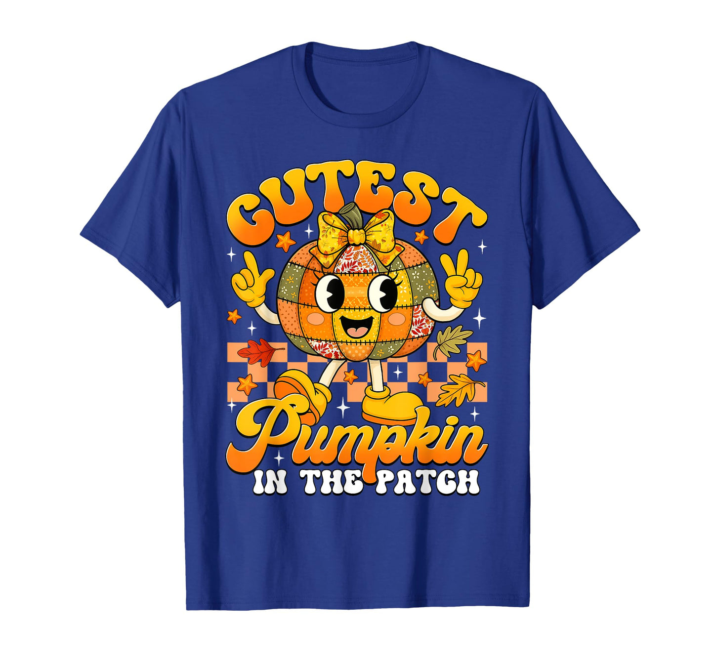 Autumn Patchwork Cutest Pumpkin in The Patch Halloween Girls T-Shirt
