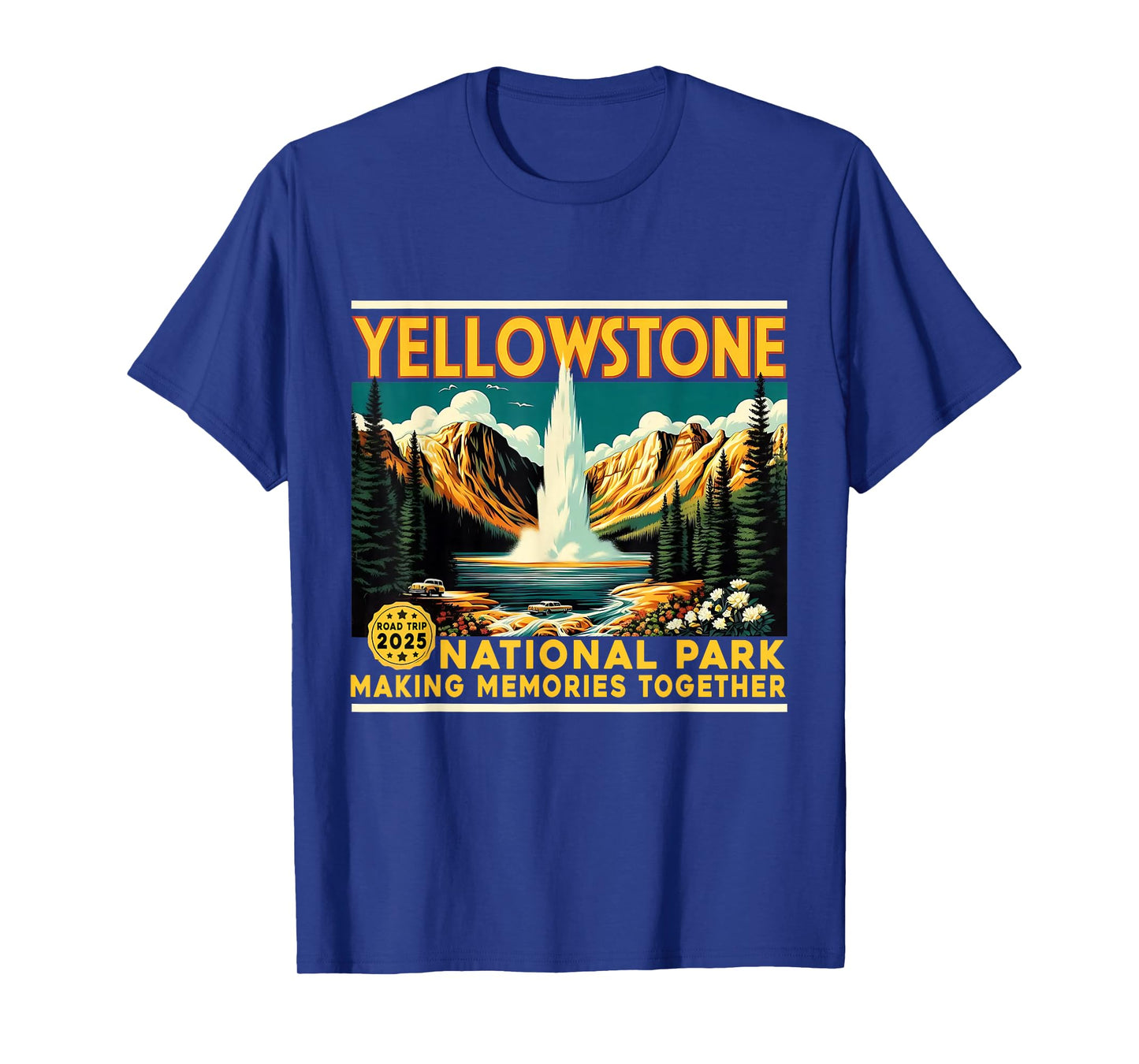 Yellowstone Road Trip 2025 Retro Travel Family Matching T-Shirt