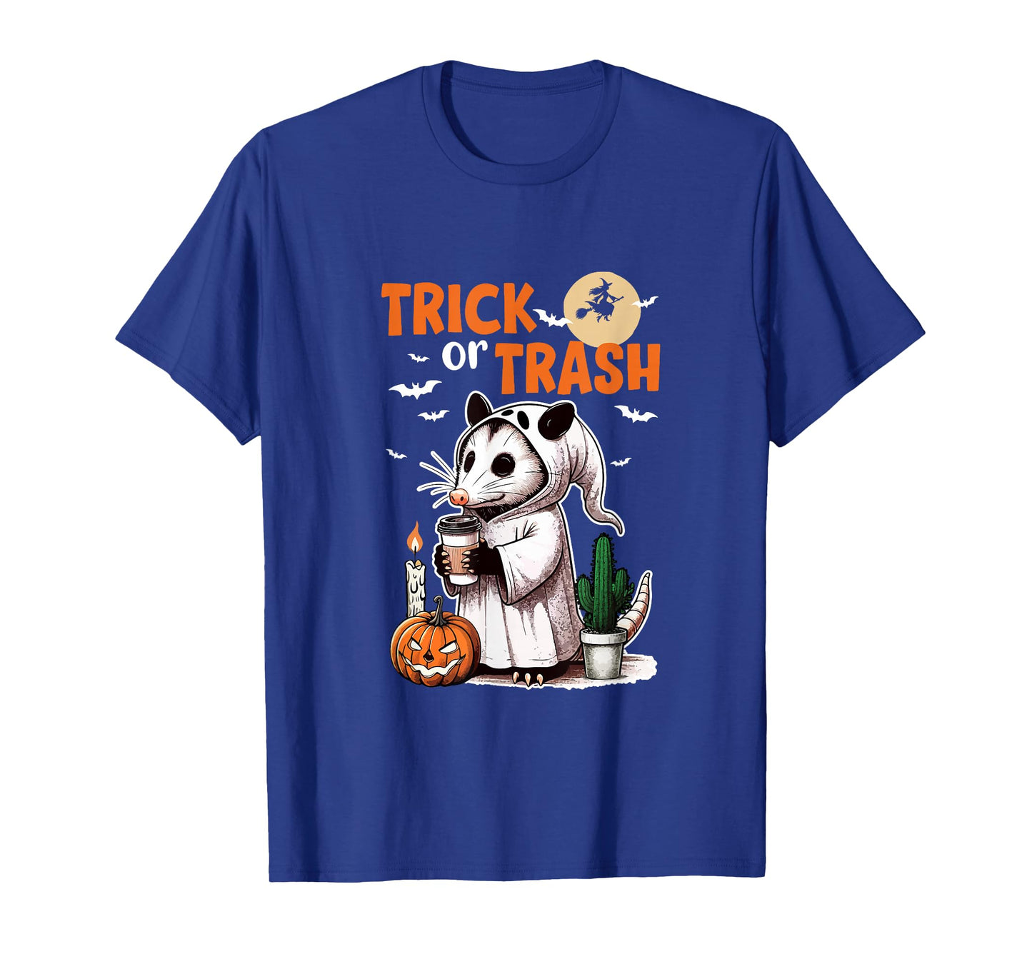 Trick Or Treat Joke Trash Halloween Opossum Drinking Beer T-Shirt