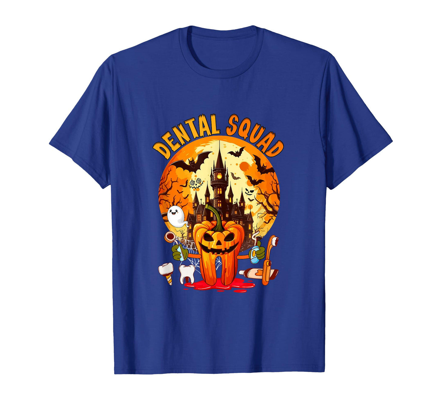 Dental Squad Halloween Dentist Tooth Horror Carved Pumpkin T-Shirt