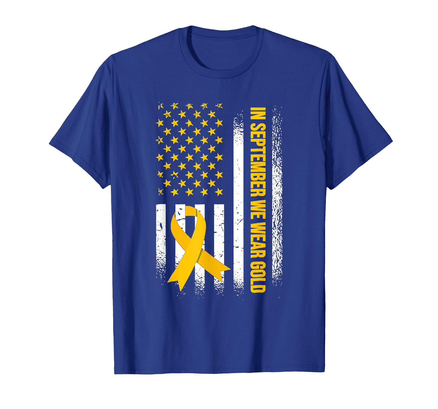 US Flag In September We Wear Gold Childhood Cancer Awareness T-Shirt