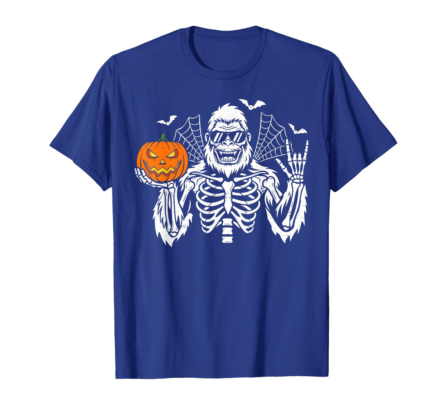 Halloween Spooky Bigfoot Jack O Lantern Skeleton Boys Men T-Shirt