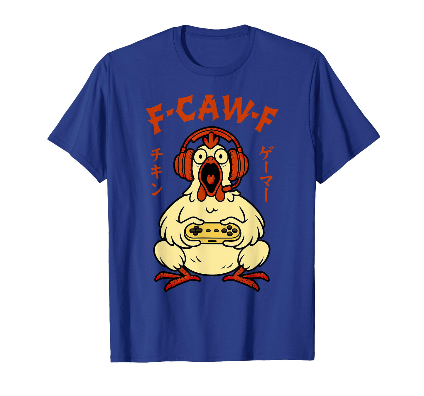 F-Caw-F Chicken Gamer Funny Graphic Tee Japanese Gaming Meme T-Shirt