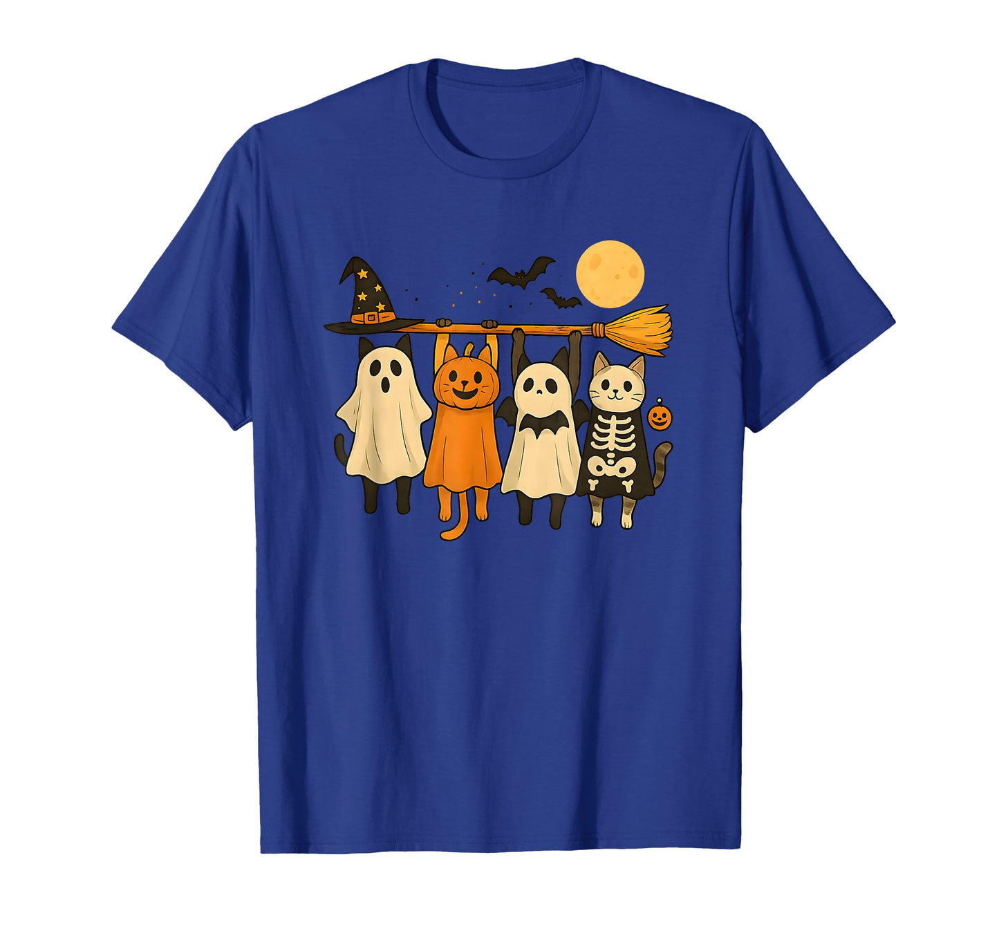 Cute Halloween Cat Ghost Pumpkin Skeleton T-Shirt