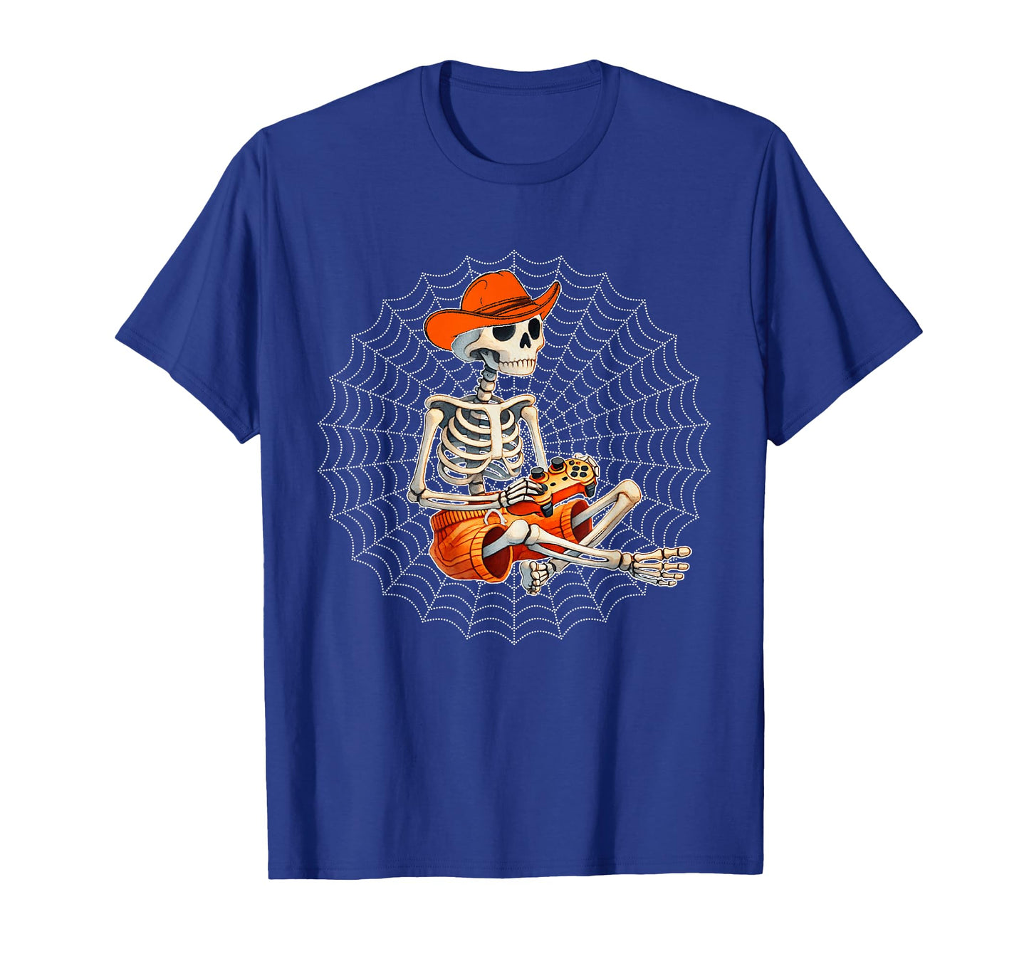 Skeleton Gamer in Cowboy Hat with Video Game Controller T-Shirt