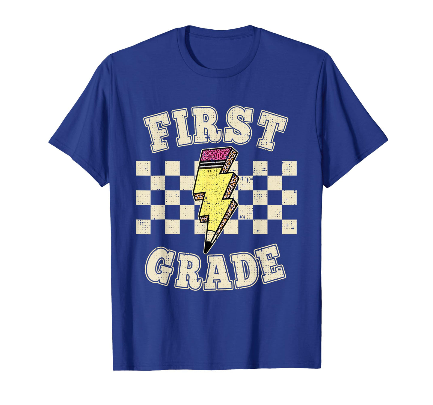 Retro 1st First Grade Teacher Lightning Bolt Pencil Teacher T-Shirt