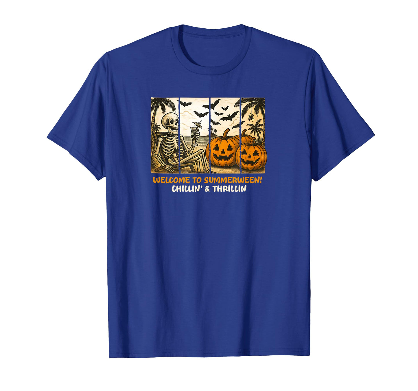 Welcome to Summerween Chillin' Thrillin Halloween Skeleton T-Shirt