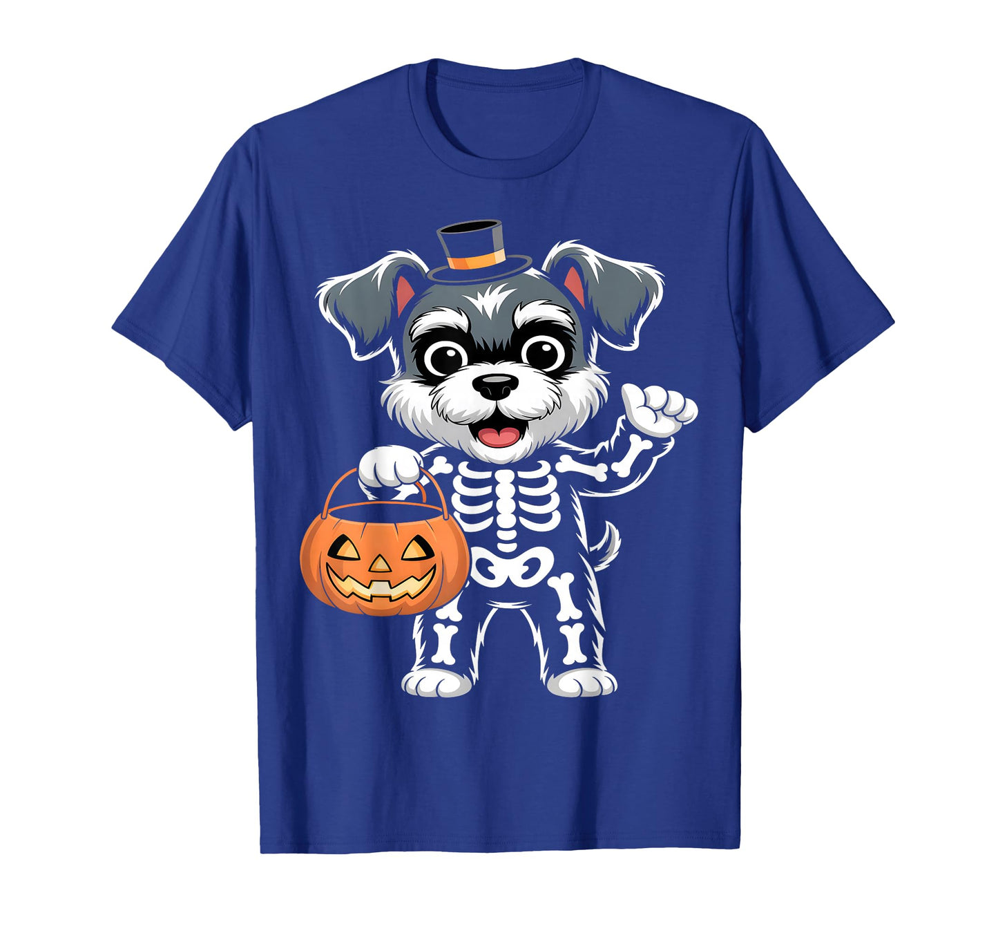 Schnauzer Skeleton Halloween Pumpkin T-Shirt
