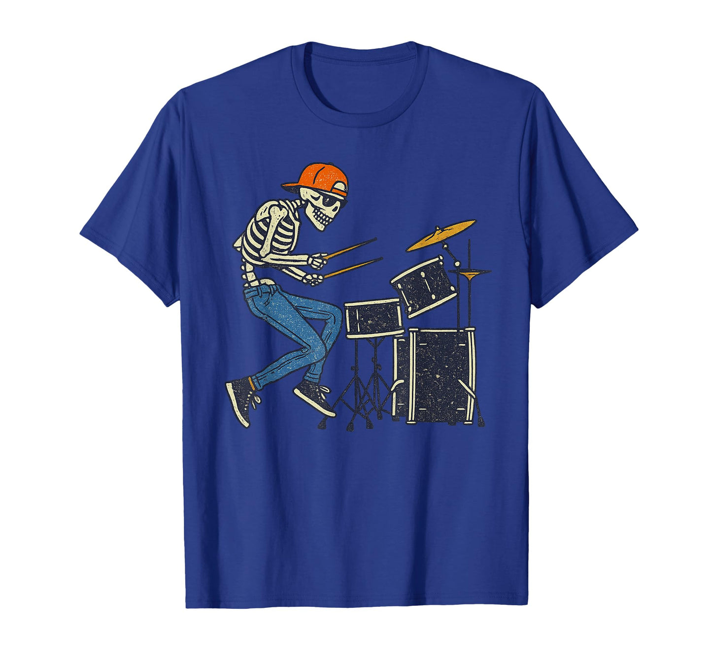 Vintage Halloween Skeleton Drummer Funny Spooky Costume T-Shirt