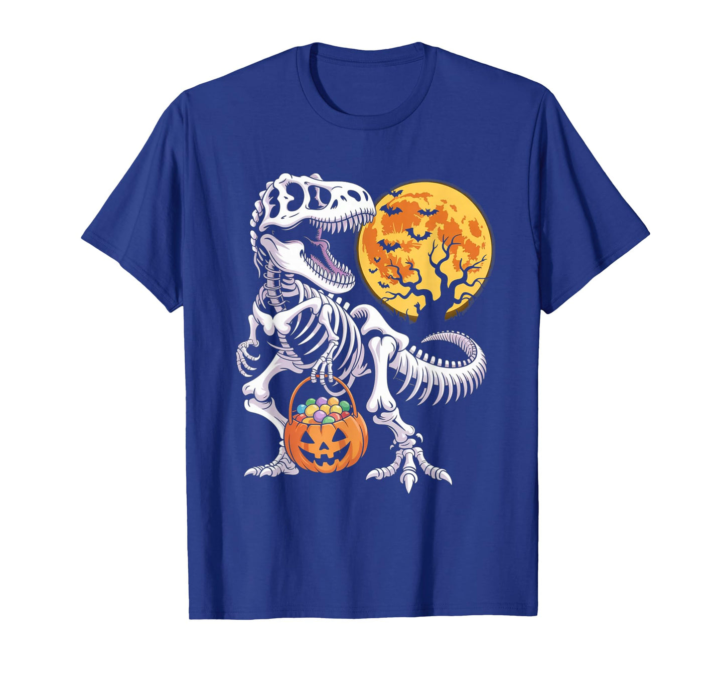 Halloween Boys Dinosaur Skeleton T rex Scary Pumpkin Spooky T-Shirt