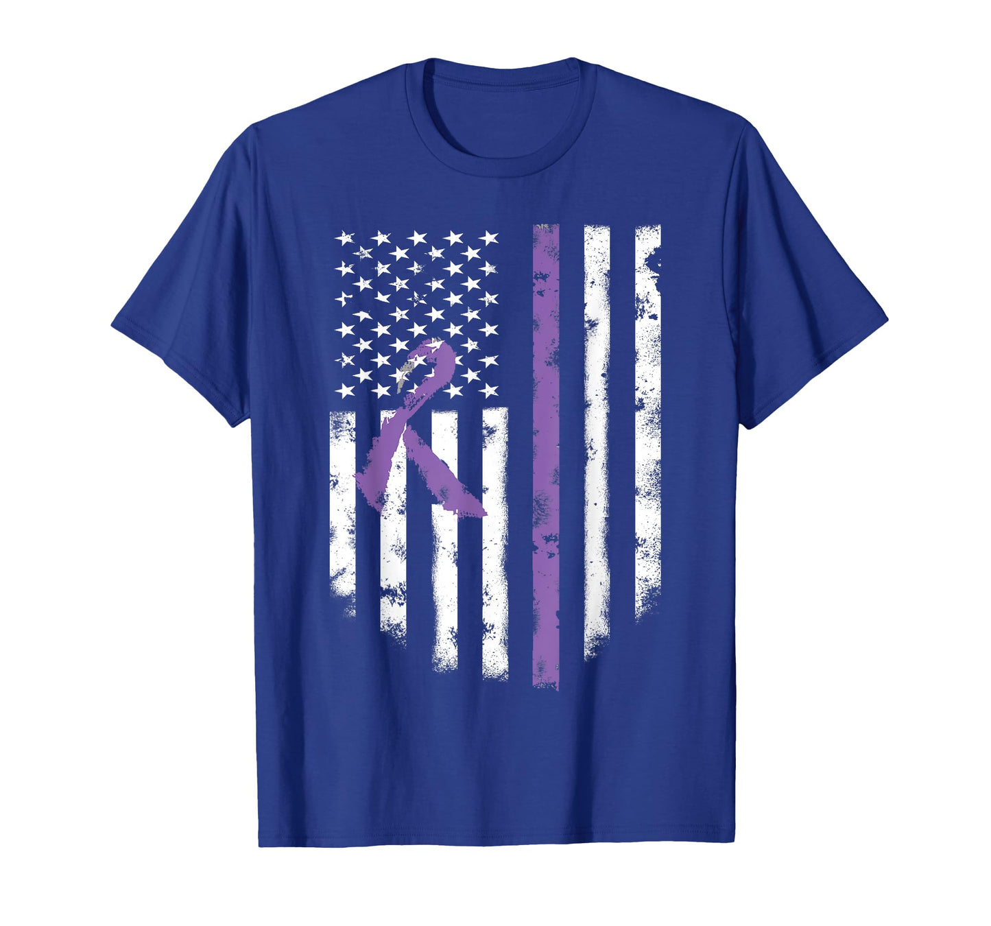 All Cancer Awareness Shirt Lavender Ribbon American Flag Tee T-Shirt for Women Girls Kids Men