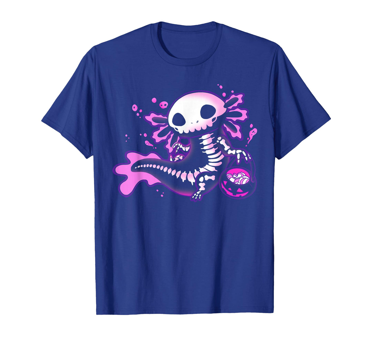 Cute Axolotl Halloween Skeleton Pumpkin Trick or Treat T-Shirt