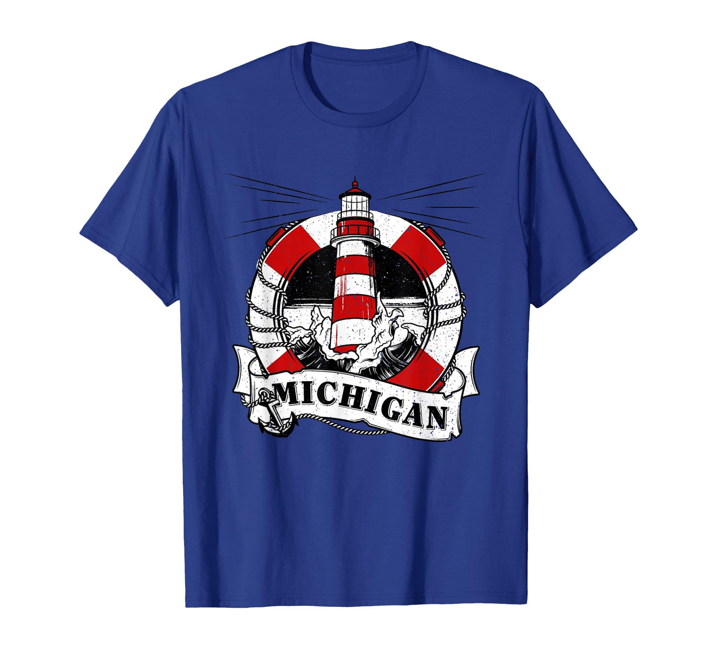 Vintage Michigan Great Lakes Lighthouse Travel Souvenir T-Shirt