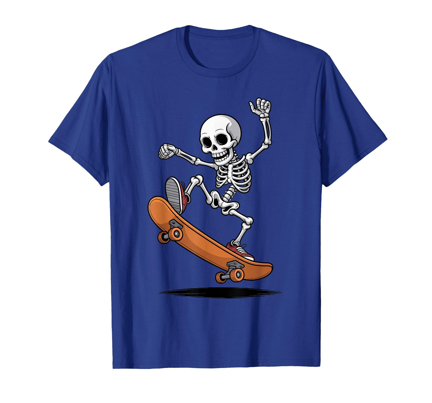 Skeleton Skateboarding Kids Halloween Costume Trick or Treat T-Shirt