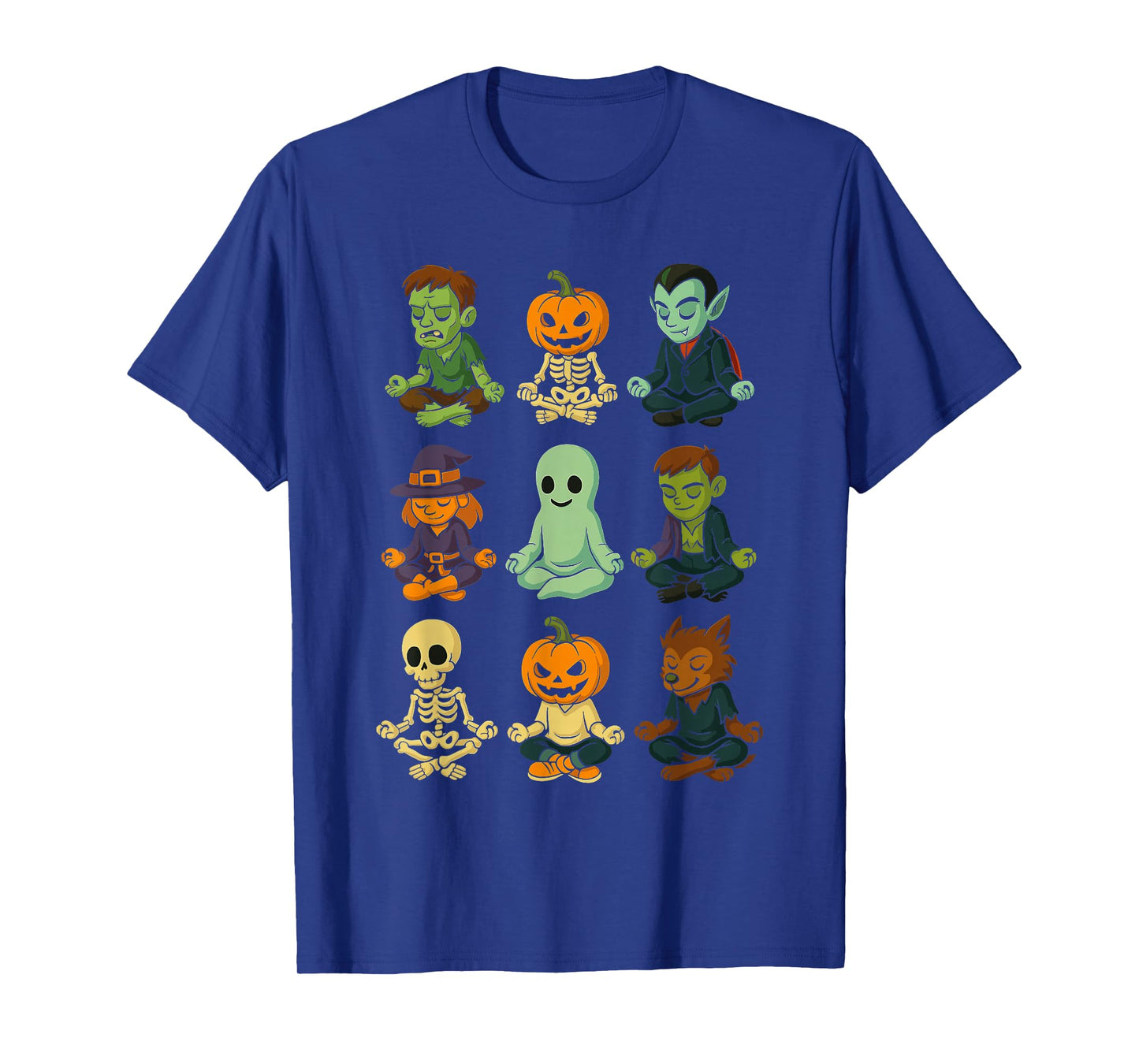 Halloween Spooky Yoga Meditation Monsters Skeleton Funny T-Shirt