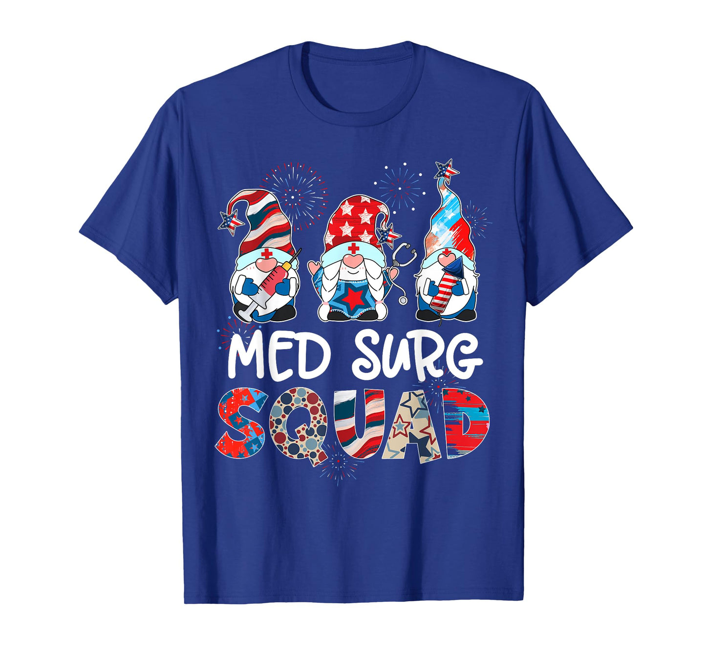 Med Surg Squad Gnomes 4th Of July Pride Nurse Stethoscope T-Shirt