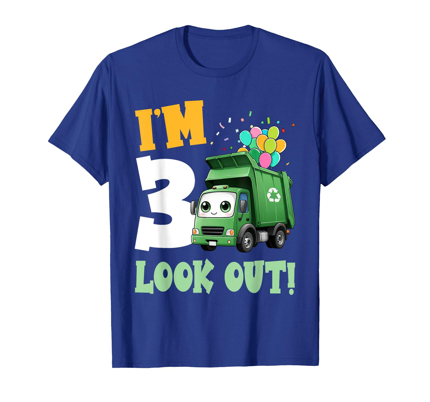 3rd Birthday I'm 3 Look Out Garbage Truck Bday Boys Kids T-Shirt