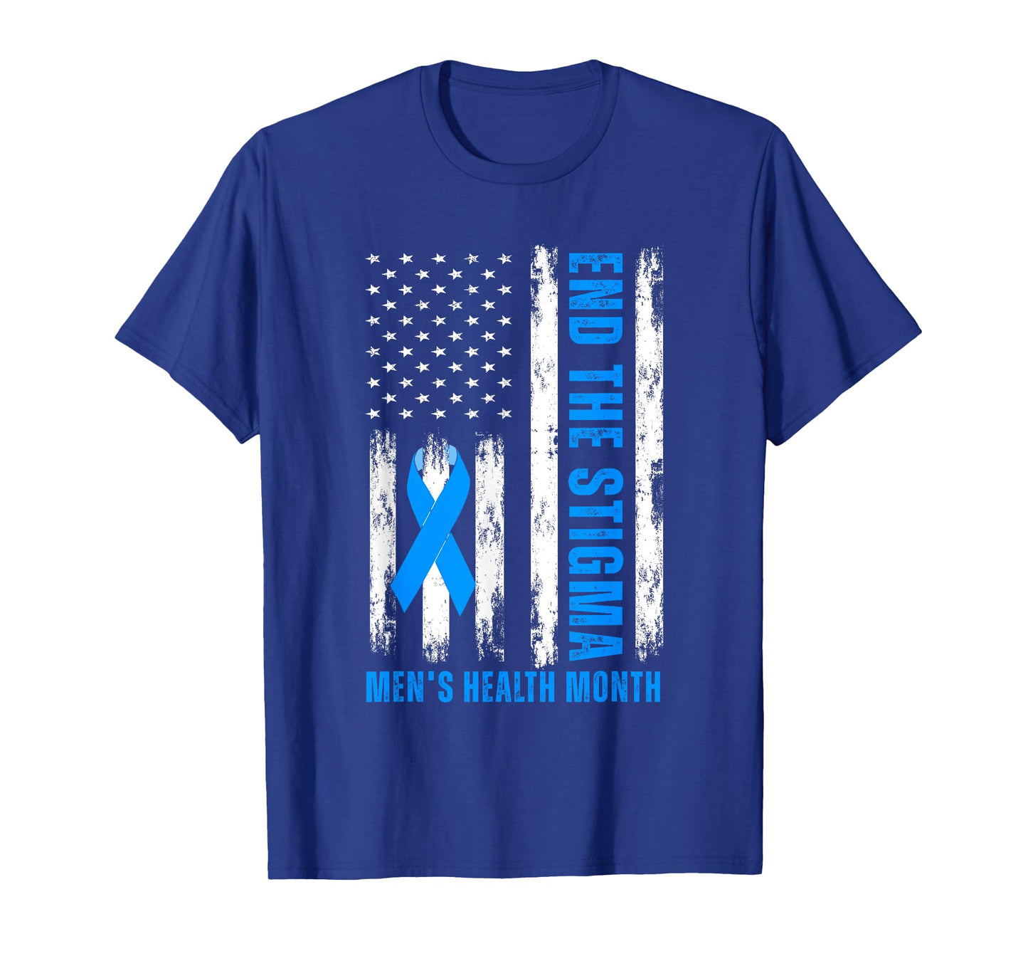 End The Stigma USA Flag Menβs Health Month Awareness Ribbon T-Shirt