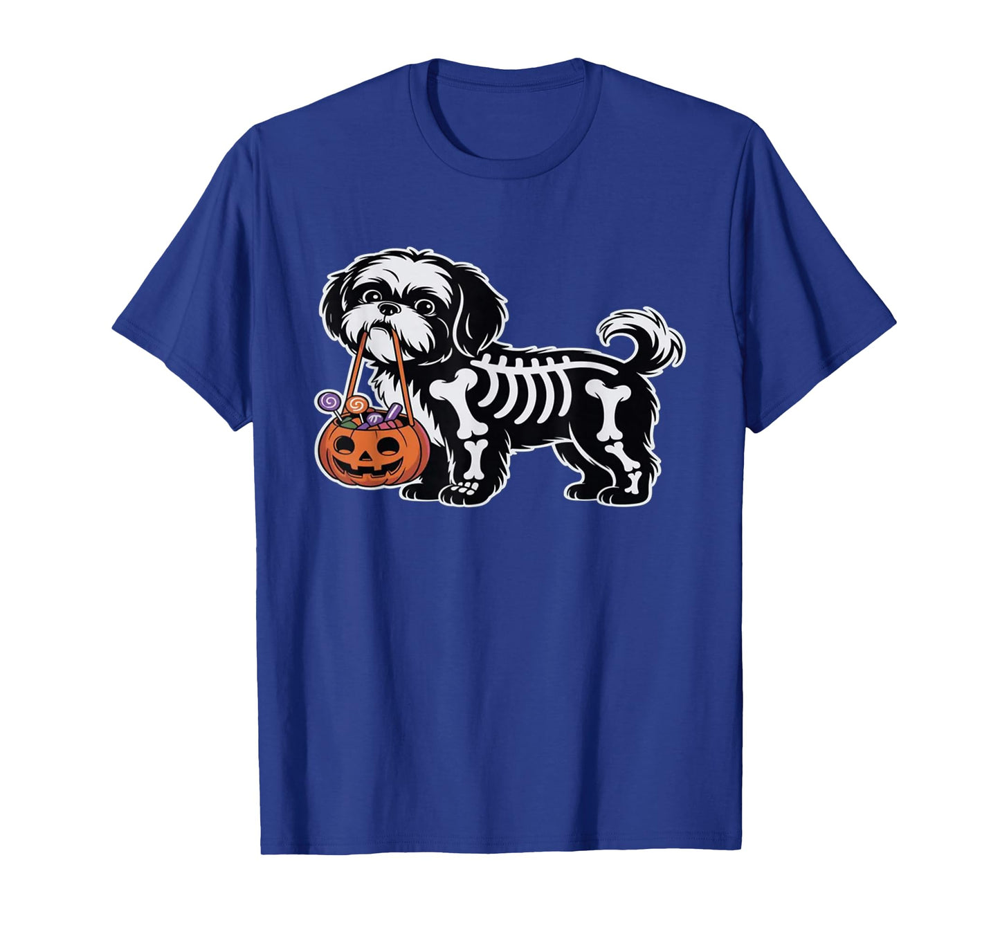 Halloween Slinky Shih Tzu Skeleton Dog Trick or Treat T-Shirt