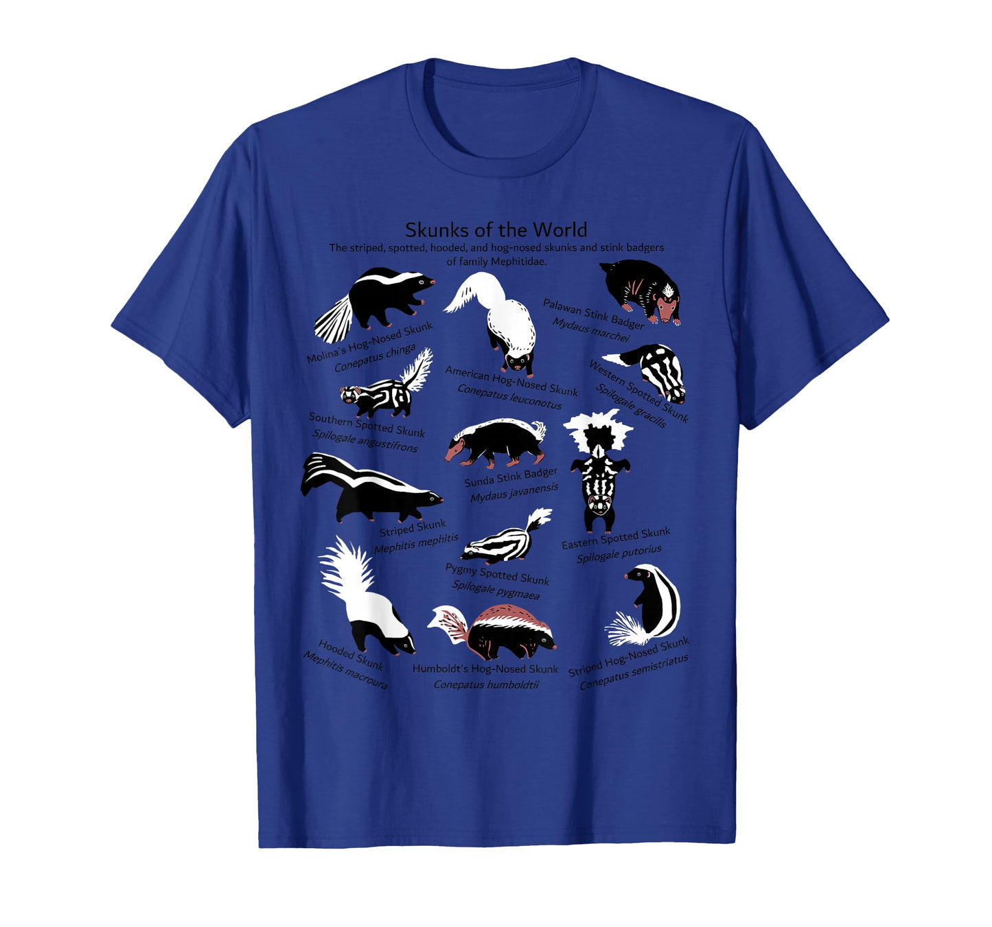 Skunks of the World: Species of Mephitidae T-Shirt