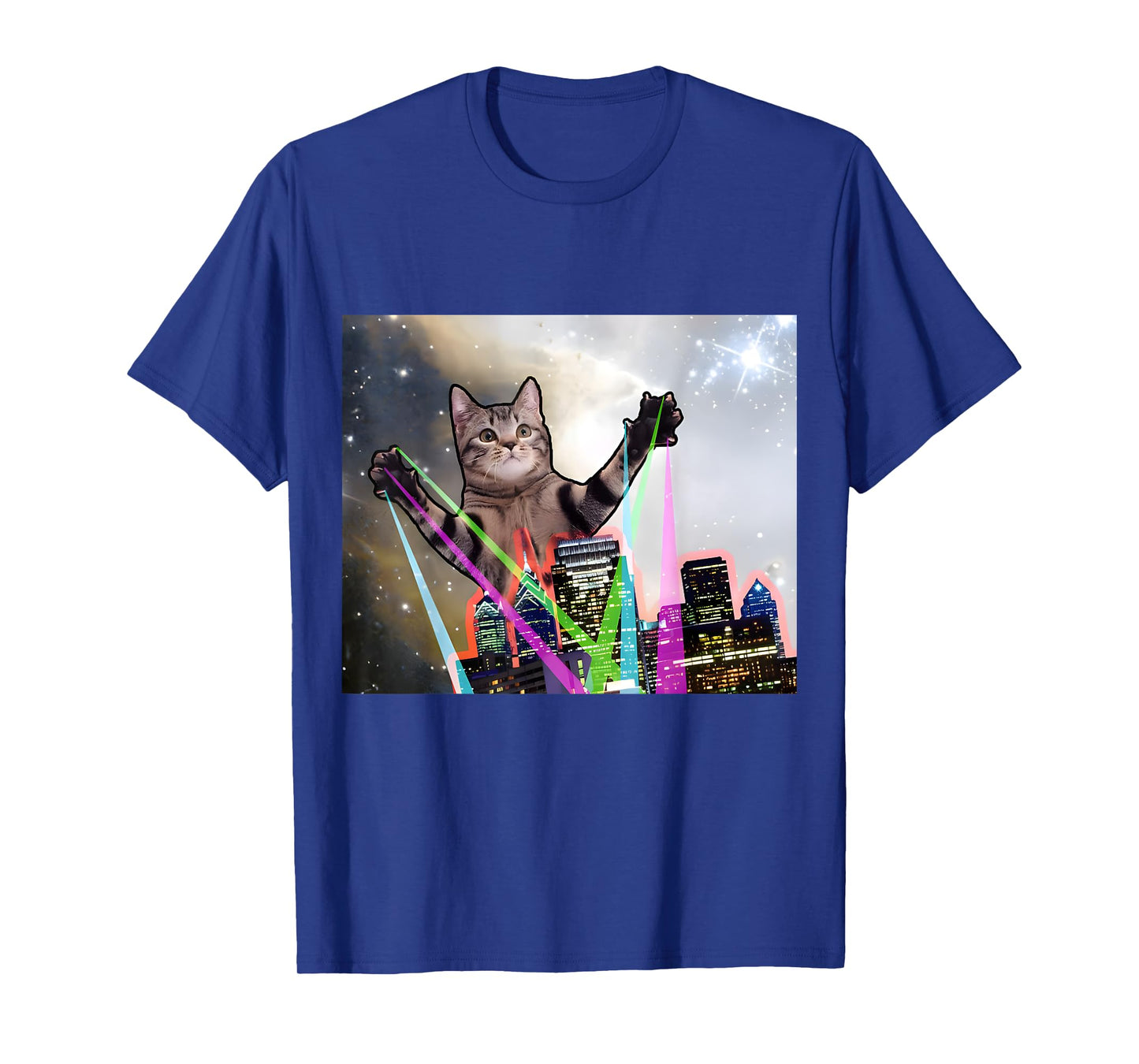 Laser Eyes Space Cat Funny Laser Cat Cute Space Cat Kitten T-Shirt
