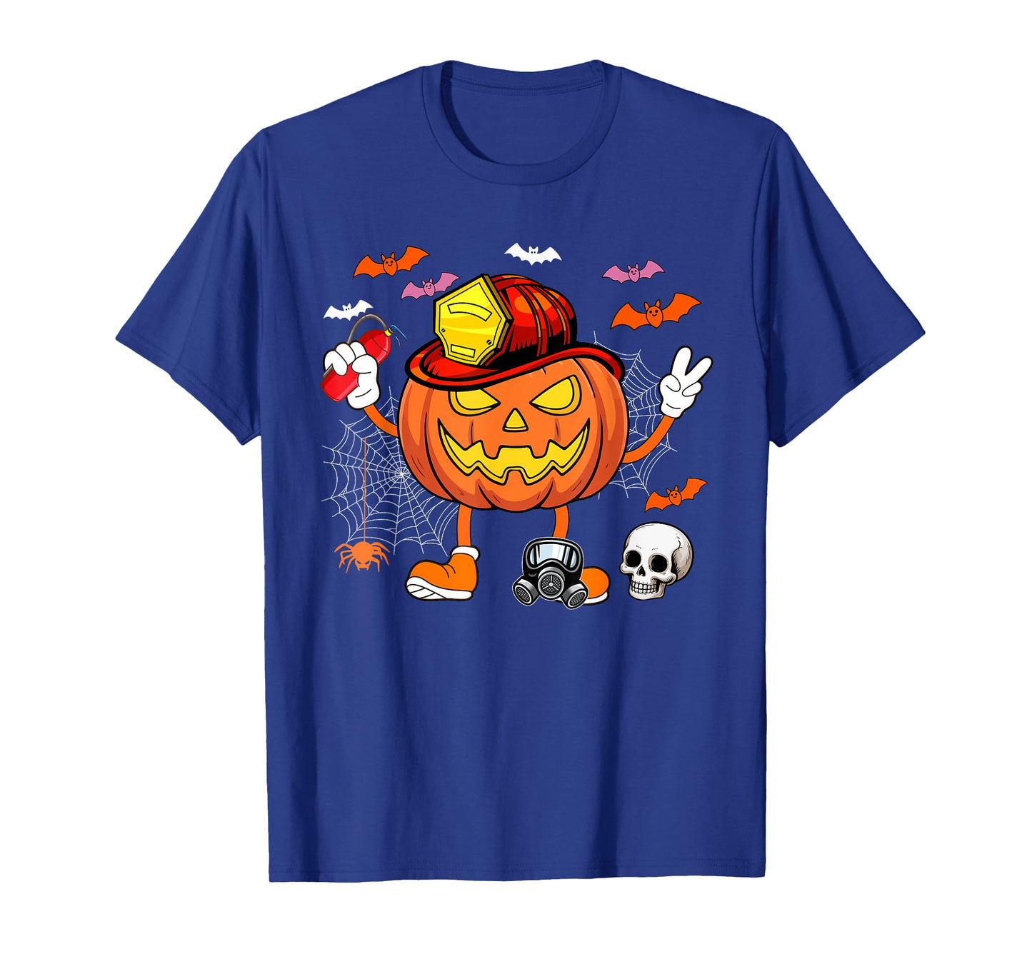Firefighter Job Horror Carved Pumpkin Halloween Costume Team T-Shirt