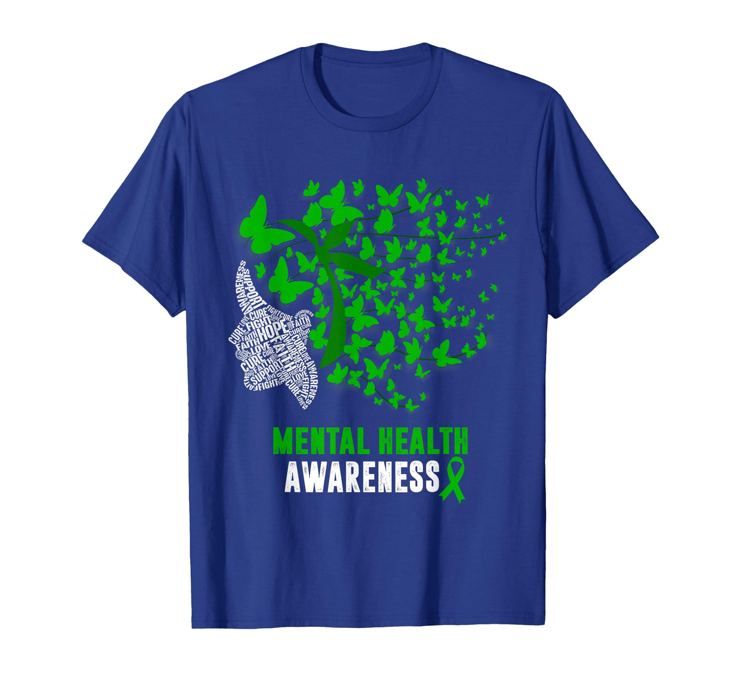 Womens Mental Health Awareness Butterflies Green Ribbon Girl T-Shirt