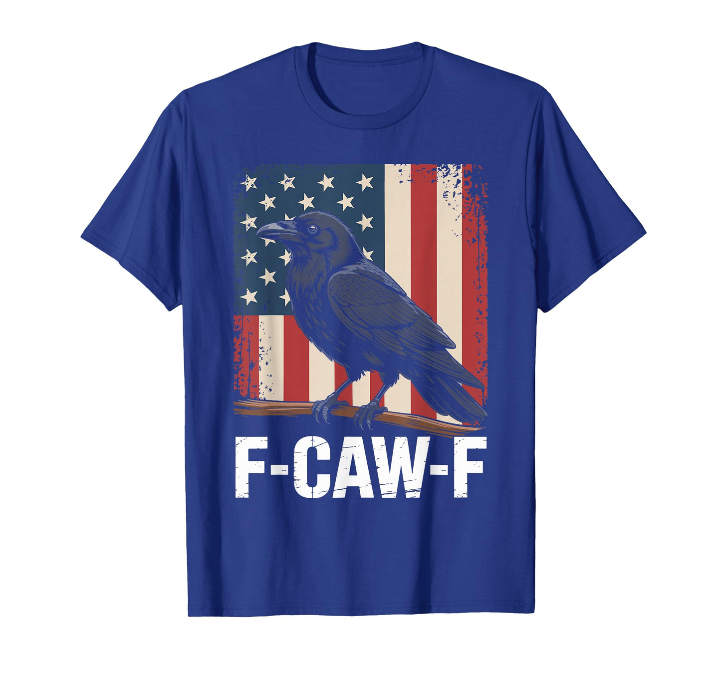 F Caw F Black Crow Black Bird Retro USA Flag Vintage T-Shirt