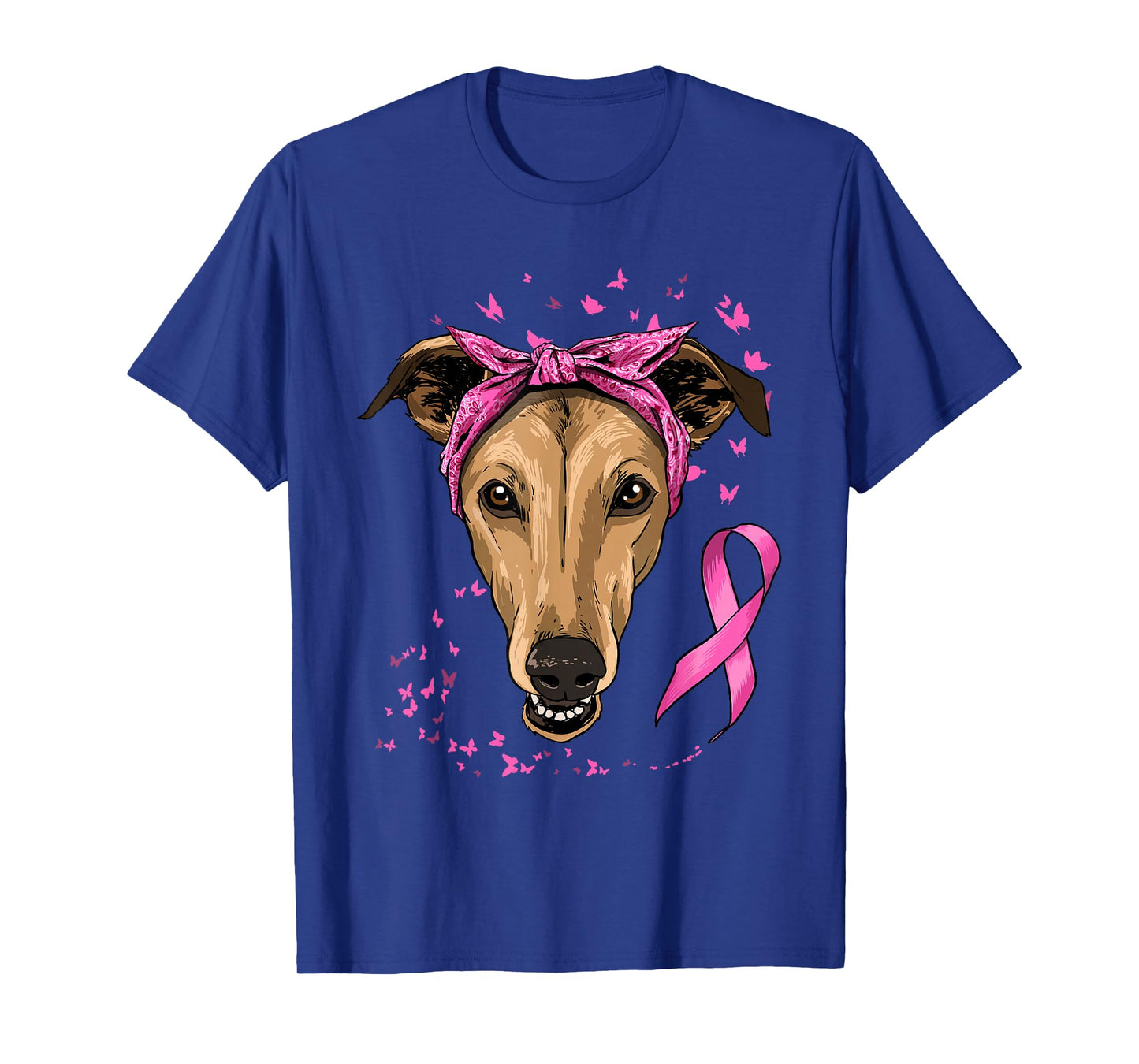 Greyhound Pink Ribbon Breast Cancer Awareness Survivor T-Shirt