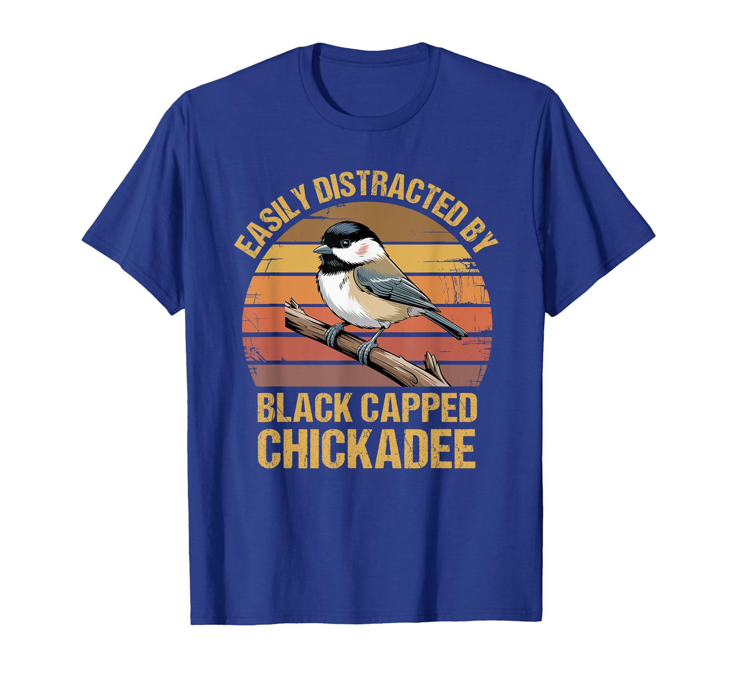 Black Capped Chickadee Bird Watching Lover Vintage Retro Sun T-Shirt