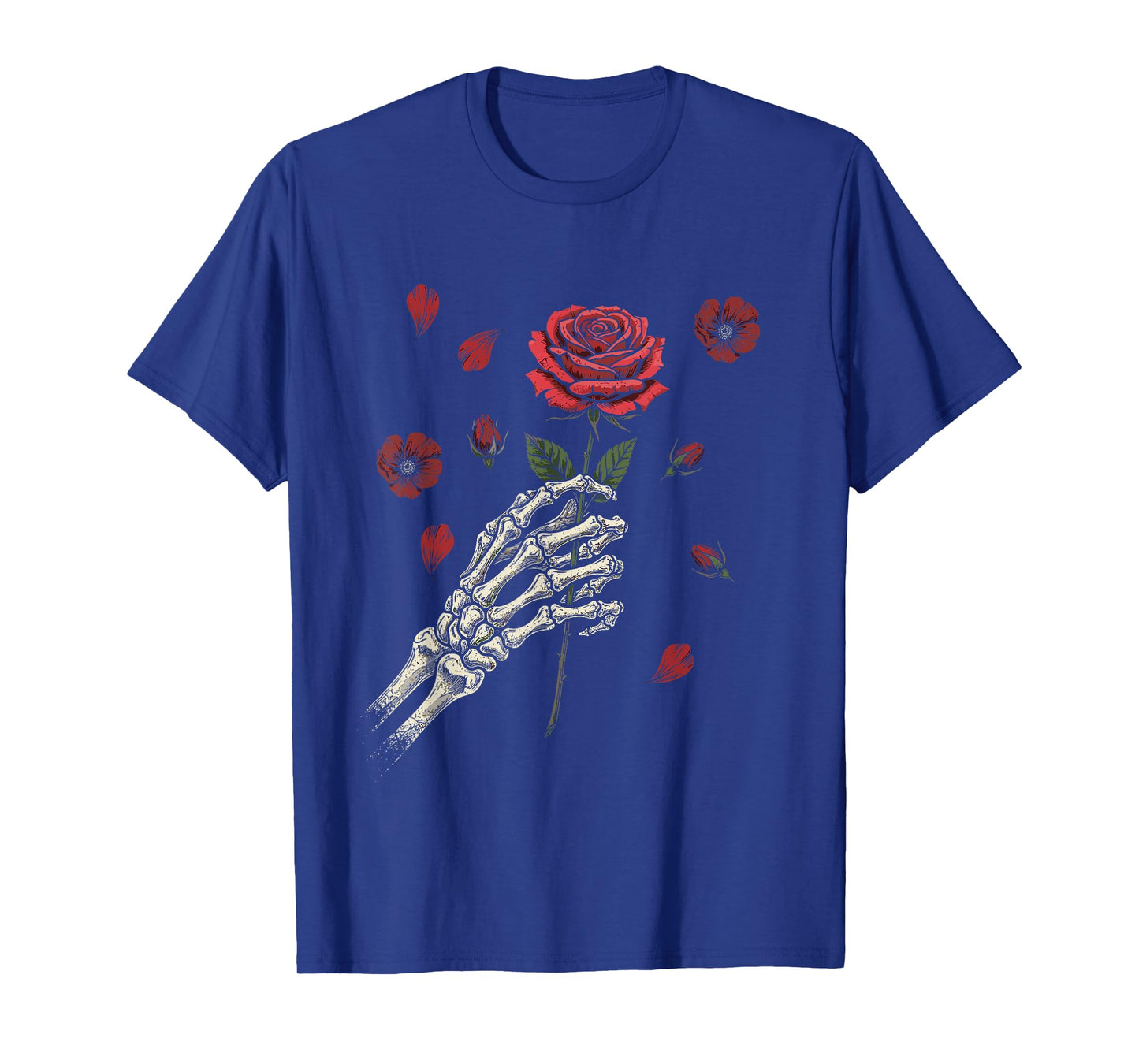 Skeleton Hand with Red Rose Funny Halloween T-Shirt