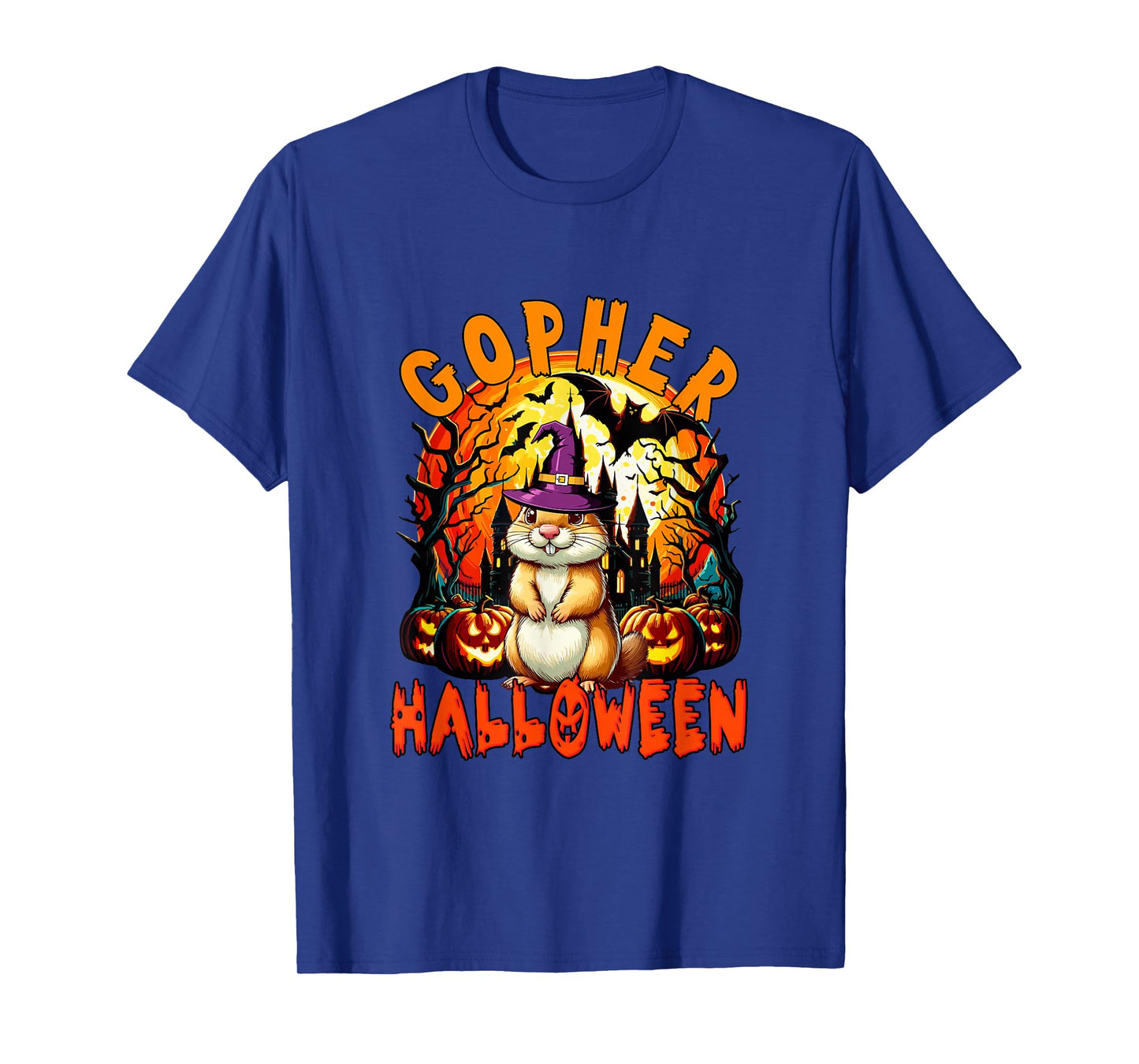 Gopher Halloween Cosplay Witch Horror Carved Pumpkins T-Shirt