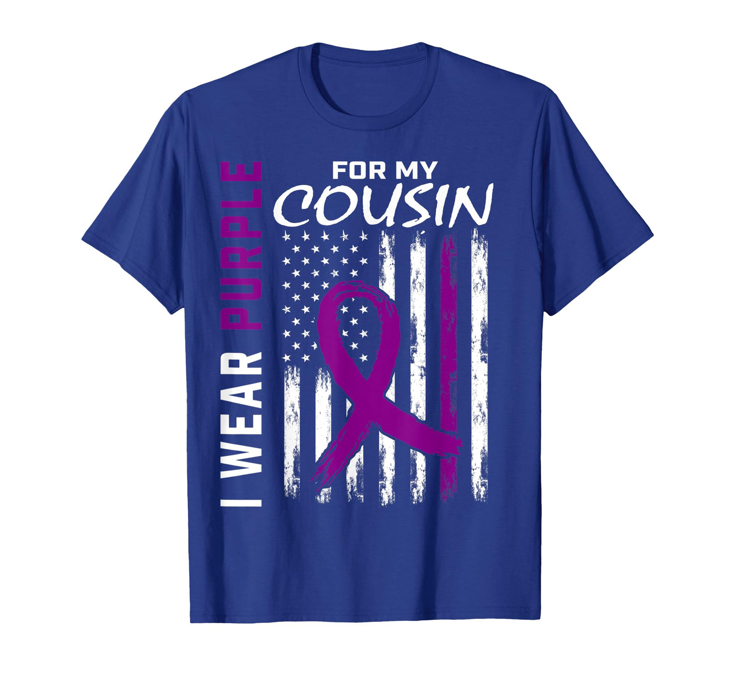 I Wear Purple For My Cousin Lupus Awareness American Flag T-Shirt