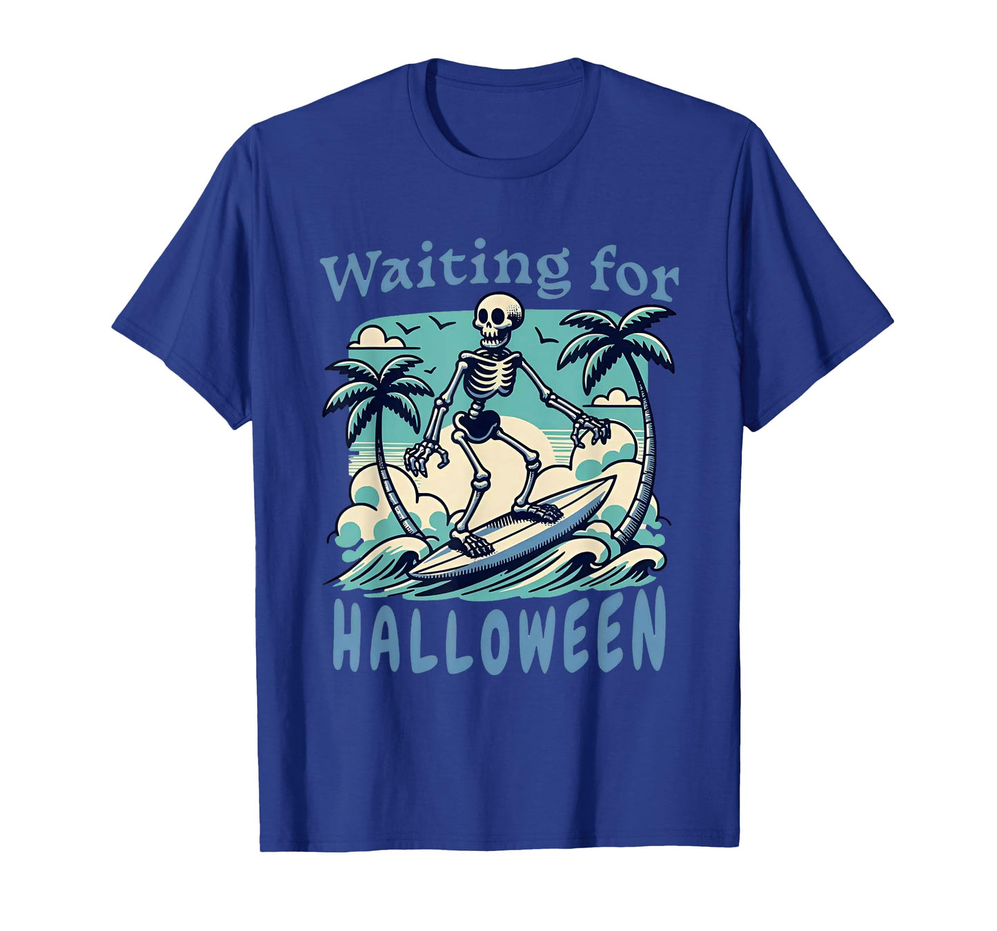 Skeleton Surfing Waiting for Halloween T-Shirt