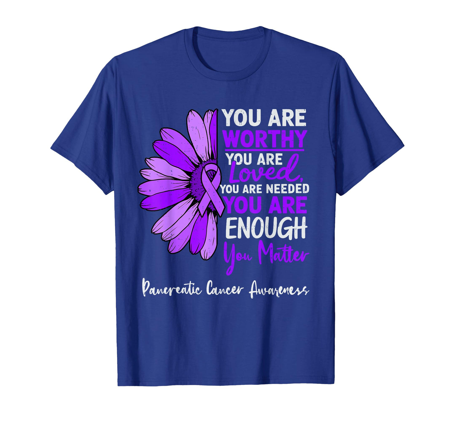 Motivational Pancreatic Cancer Awareness Ribbon Purple T-Shirt