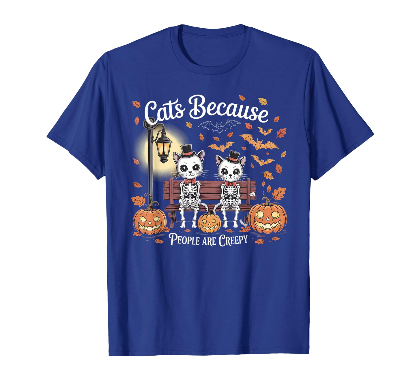 Cats Because People are Creepy Ghost Halloween Cat Mom Kids T-Shirt