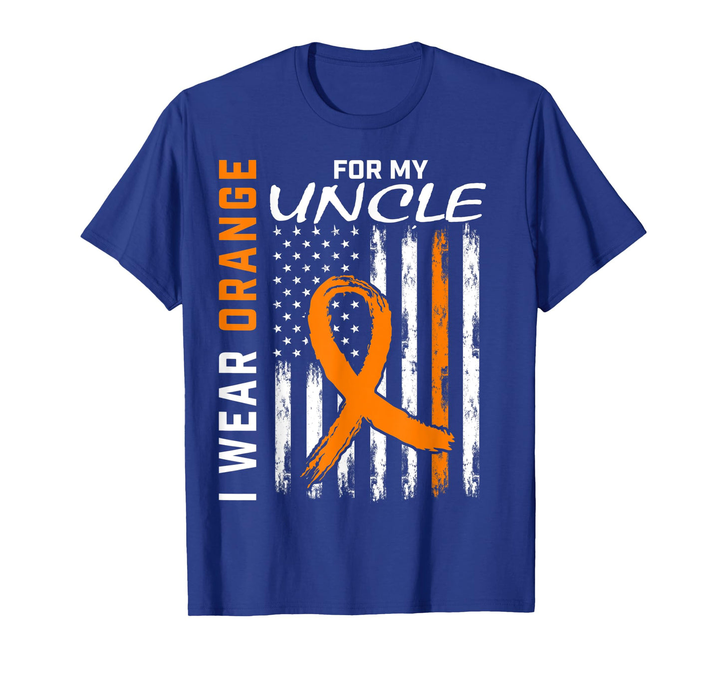 I Wear Orange For My Uncle Leukemia Cancer Awareness Flag T-Shirt