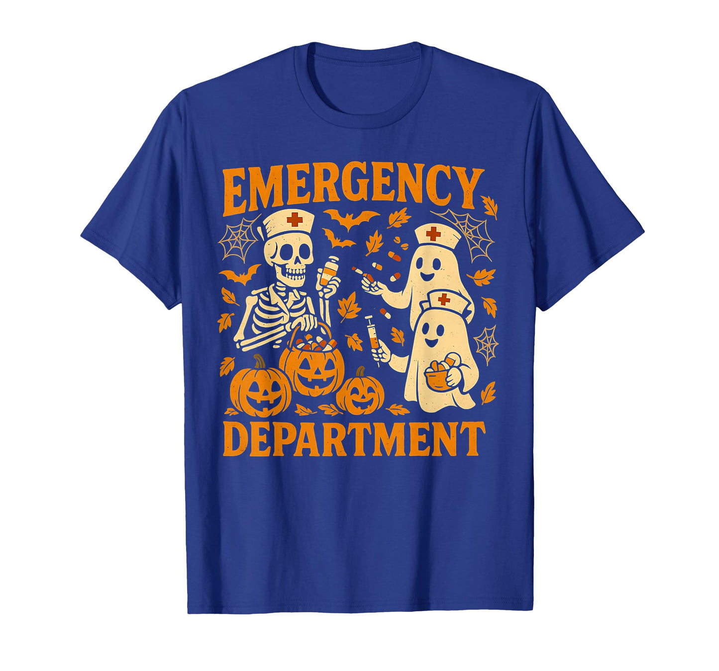 Emergency Department ER Nurse Squad Skeleton Funny Halloween T-Shirt