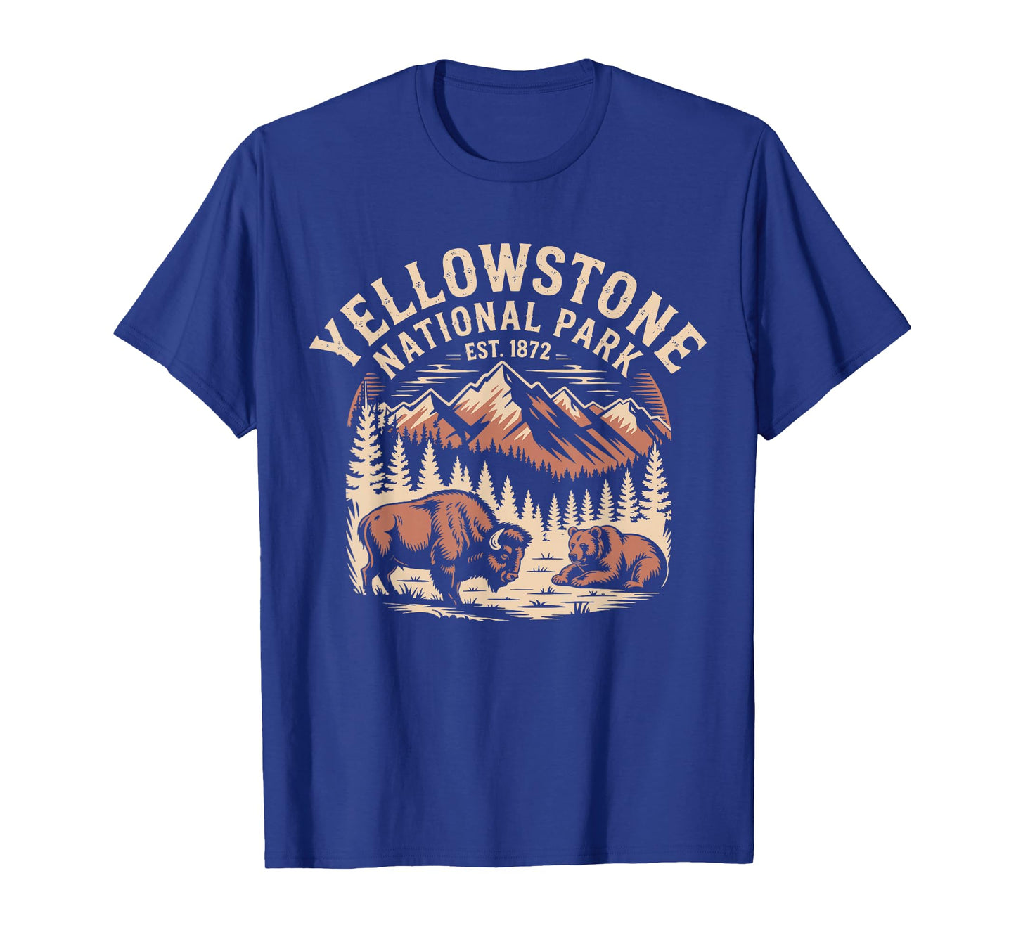 Yellowstone US National Park Bison Bear Vintage T-Shirt