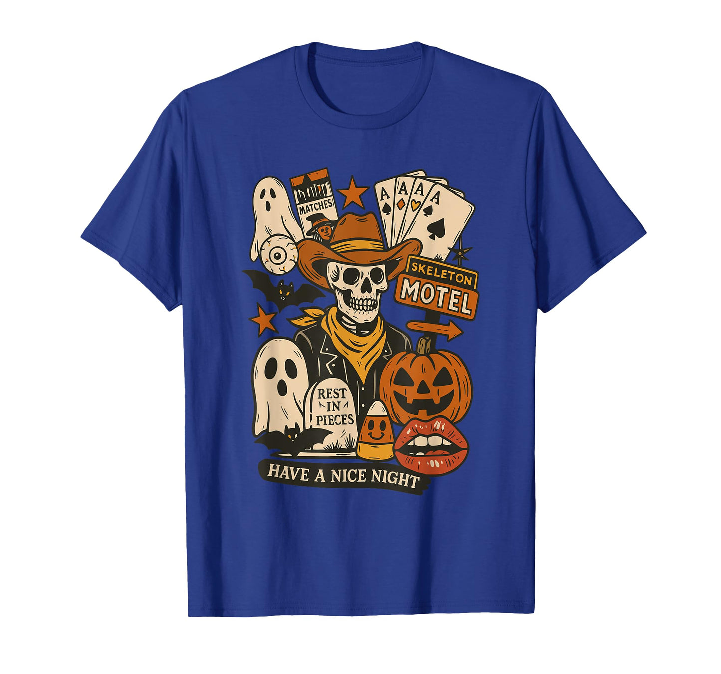 Spooky Western Skeleton Halloween Cowboy Pumpkin Ghost Women T-Shirt
