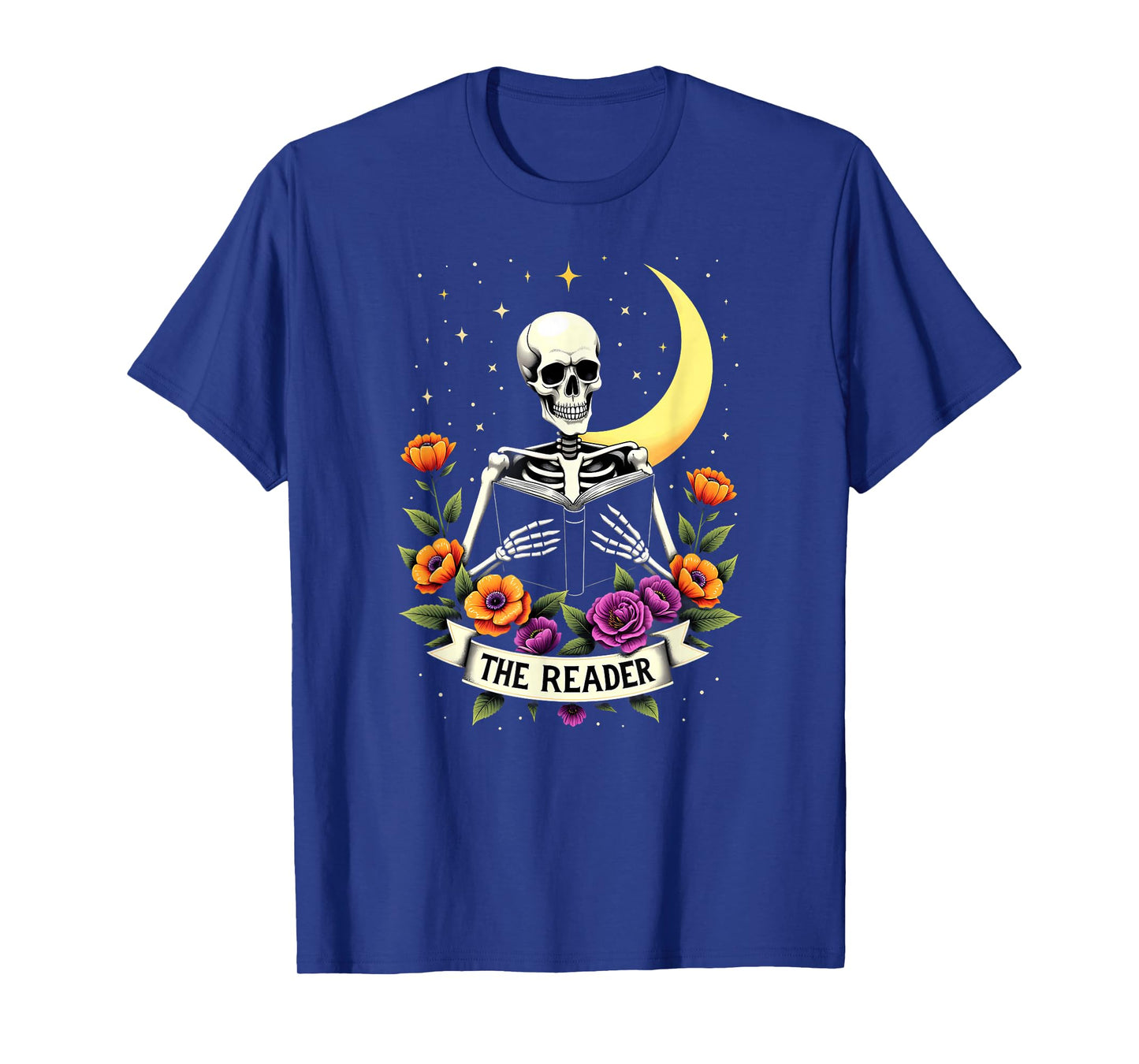 Tarot Card Skeleton Reading Book Librarian The Reader T-Shirt