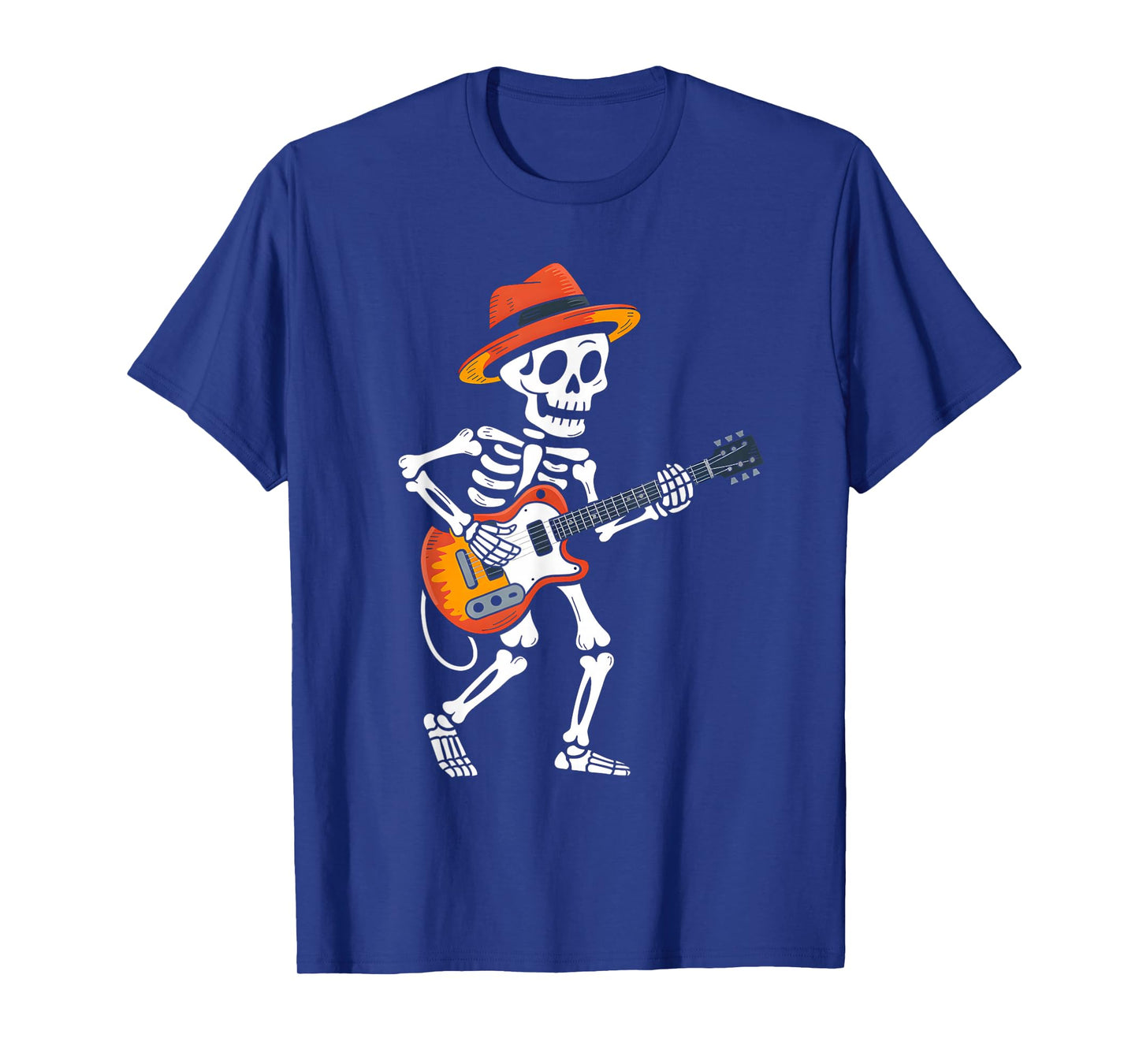 Skeleton Playing Electric Guitar Rock Halloween Men Boys Kid T-Shirt