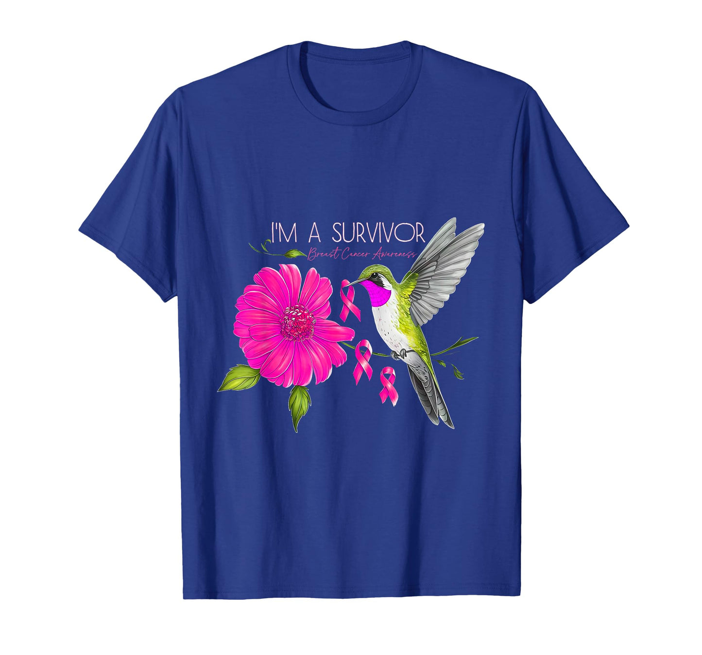 Hummingbird Sunflower I'm A Survivor Breast Cancer Awareness T-Shirt