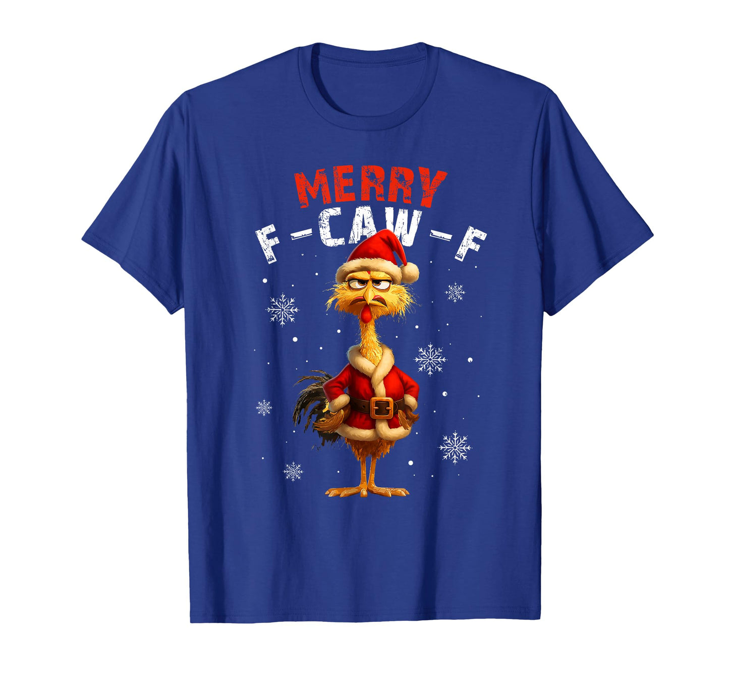 Merry F-Caw-F Christmas Chicken Xmas Lights Rooster Holiday T-Shirt