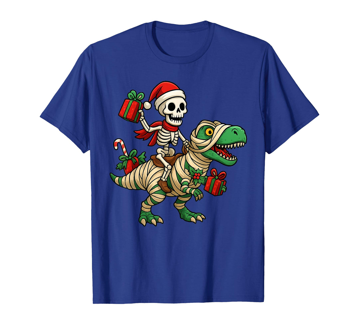 Skeleton Dinosaur Ugly Christmas Party Winter Holiday Season T-Shirt