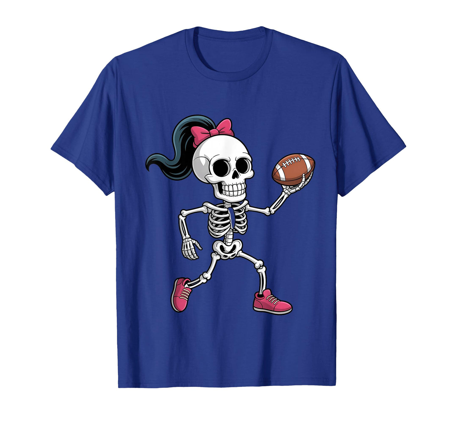 Skeleton Football Halloween Costume Funny Women Girls Kids T-Shirt