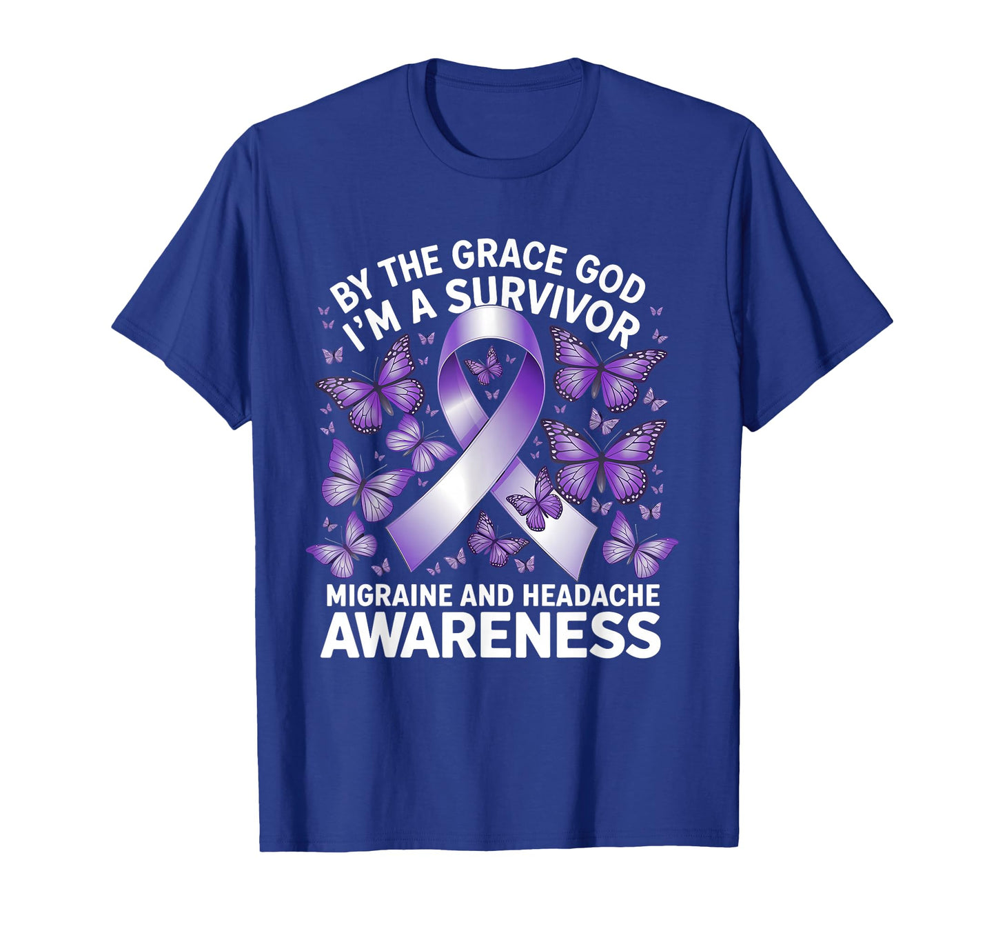 Migraine And Headache Awareness Butterfly I'm A Survivor T-Shirt